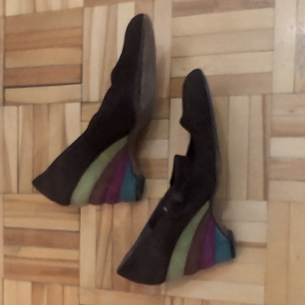 Ramon Tenza Suede Brown Multi-Color Wedge Shoes Size 7M